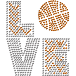 I Love Basketball Premium Rhinestone Heat Press Design for Mask